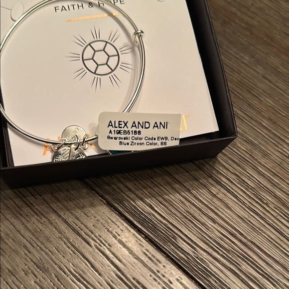 Alex and Ani Silver Bracelet with Blue Charm - Picture 2 of 2